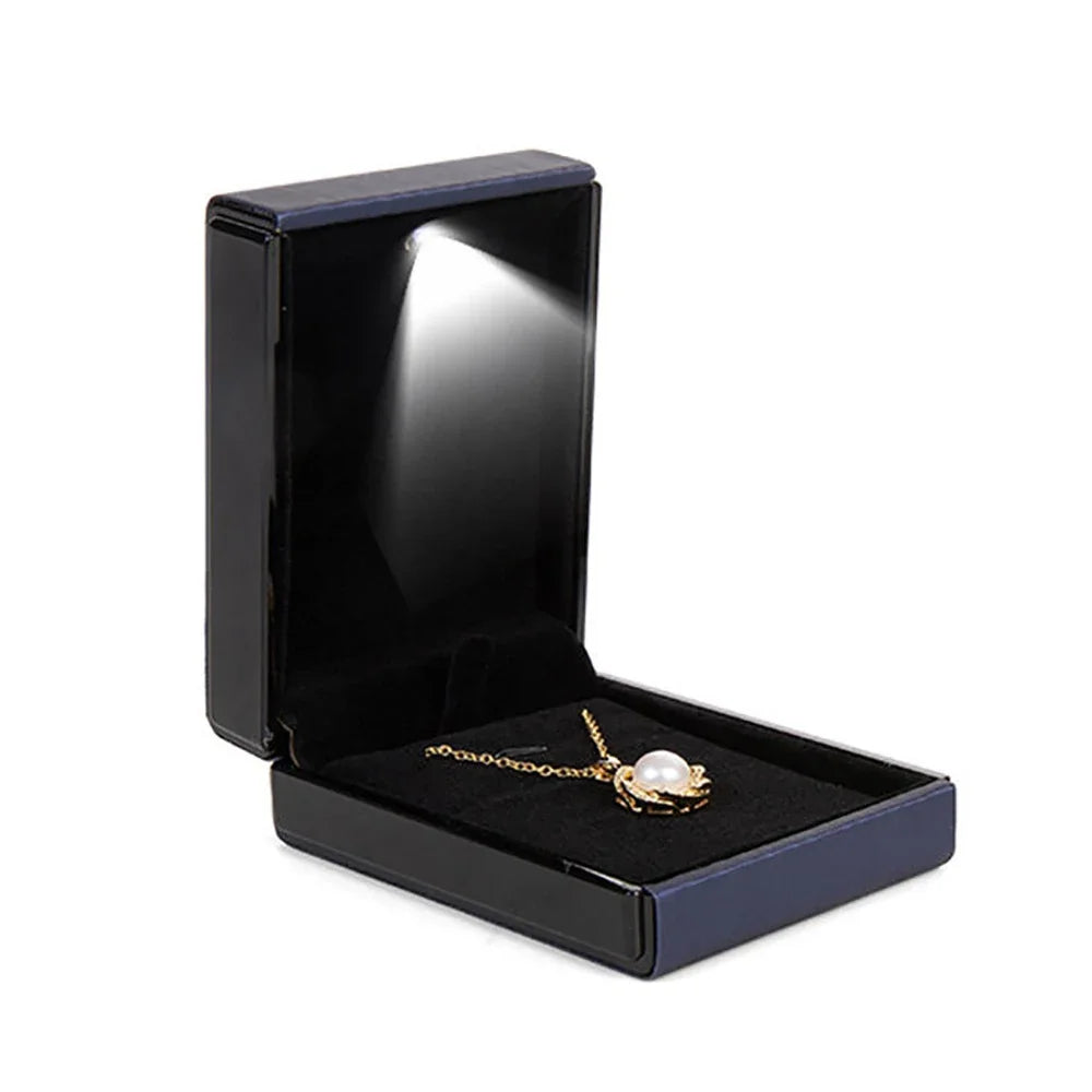 NEW LED Light Jewelry Box Luxury Ring Box for Proposal Engagement Wedding Rubber Paint Square Jewelry Gift Organizer Accessories Jewelry Supplies