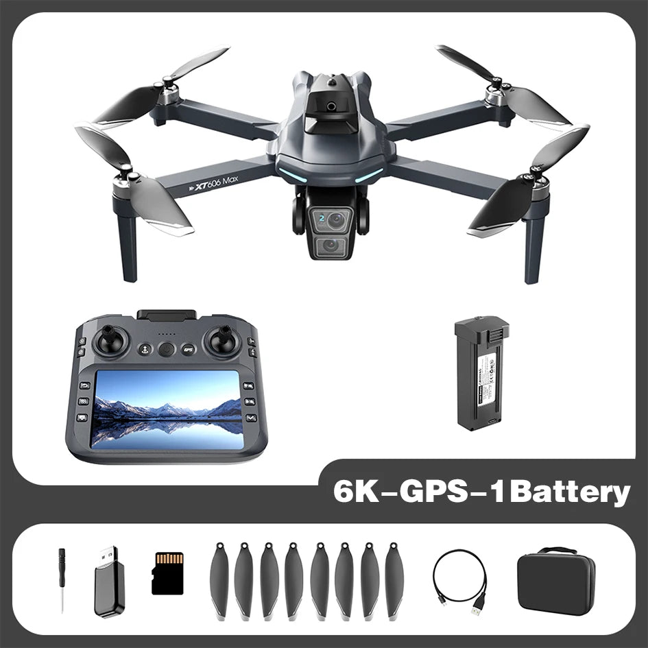 5G GPS XIAOMI NEW XT606 GPS Drone + 3 Batteries Set 8K HD 22 Languages Professional Dual Camera 5G WIFI FPV Obstacle Avoidance Brushless RC Quadcopter Drone