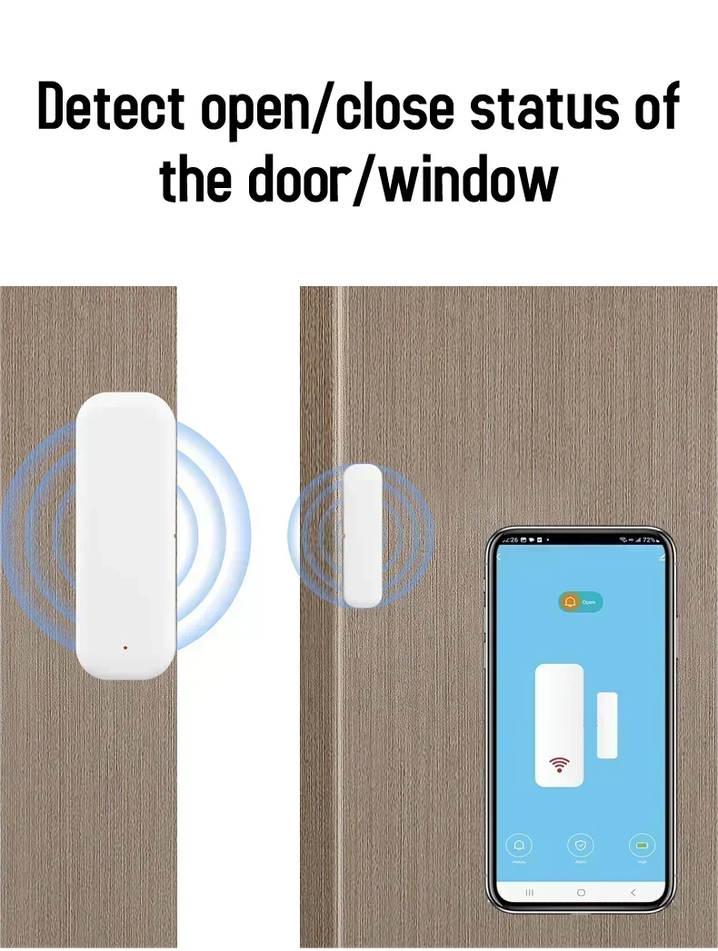 NEW TUYA App Alexa Wi-Fi Door Sensor Window Sensor Smart Home Wireless Door Detector Smart Life APP Remote Control for Alexa Google Home Office Security Supplies
