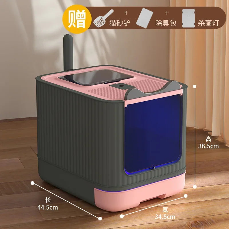 44.5CM X 37.5CM Cat Litter Basin Oversized Splash-Proof Fully Enclosed Cat Toilet Sterilization Deodorant Drawer Cat Litter Basin Pets Cleaning Supplies