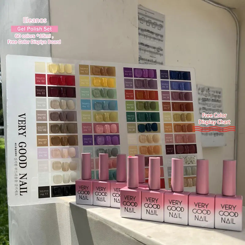 44pcs Very Good Nail Gel Nail Polish Kit Nail Salon Gel Lacquer With Color Card Nail Gel Soak Off UV LED Nail Varnish Set