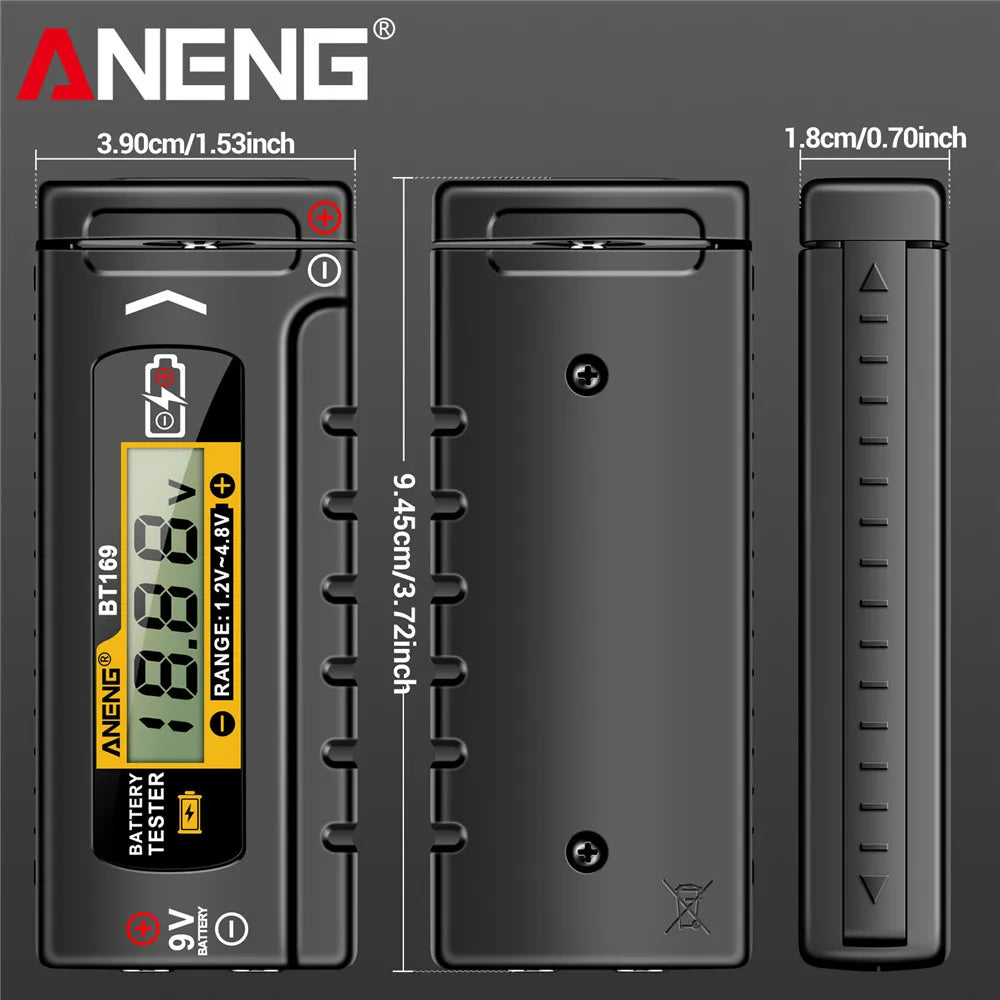 NEW Arrivals BT169 Digital Battery Testers Detector Multifunctional Quickly Measure Battery AA/AAA/C/D/9V/1.5V Button Cell Measurement Home Appliances Electrical Supplies