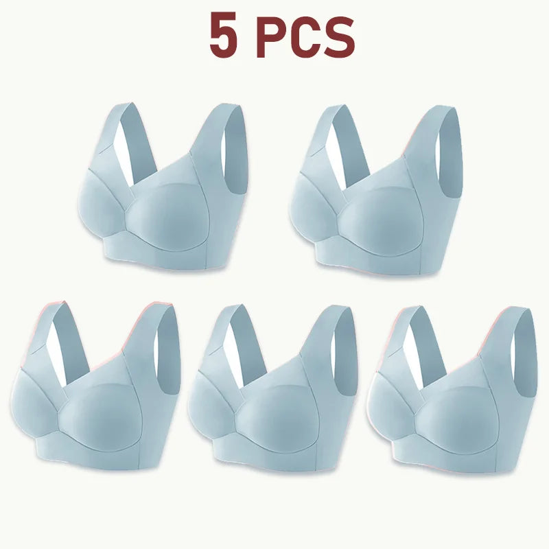 NEW Arrivals 5PCS Set Women Lace Sport Bras Plus Size Seamless Bra Bralette Backless Lady Brassiere Vest Female Gather Shock-Proof Wireless L-3XL