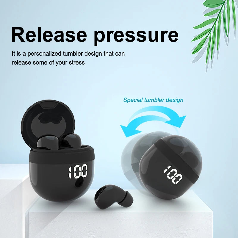 SK Tumbler Headphones Wireless Bluetooth Headset Sleep Work Sport Invisible Earbuds With Mic HD HIFI Bass Sound Quality Earphone