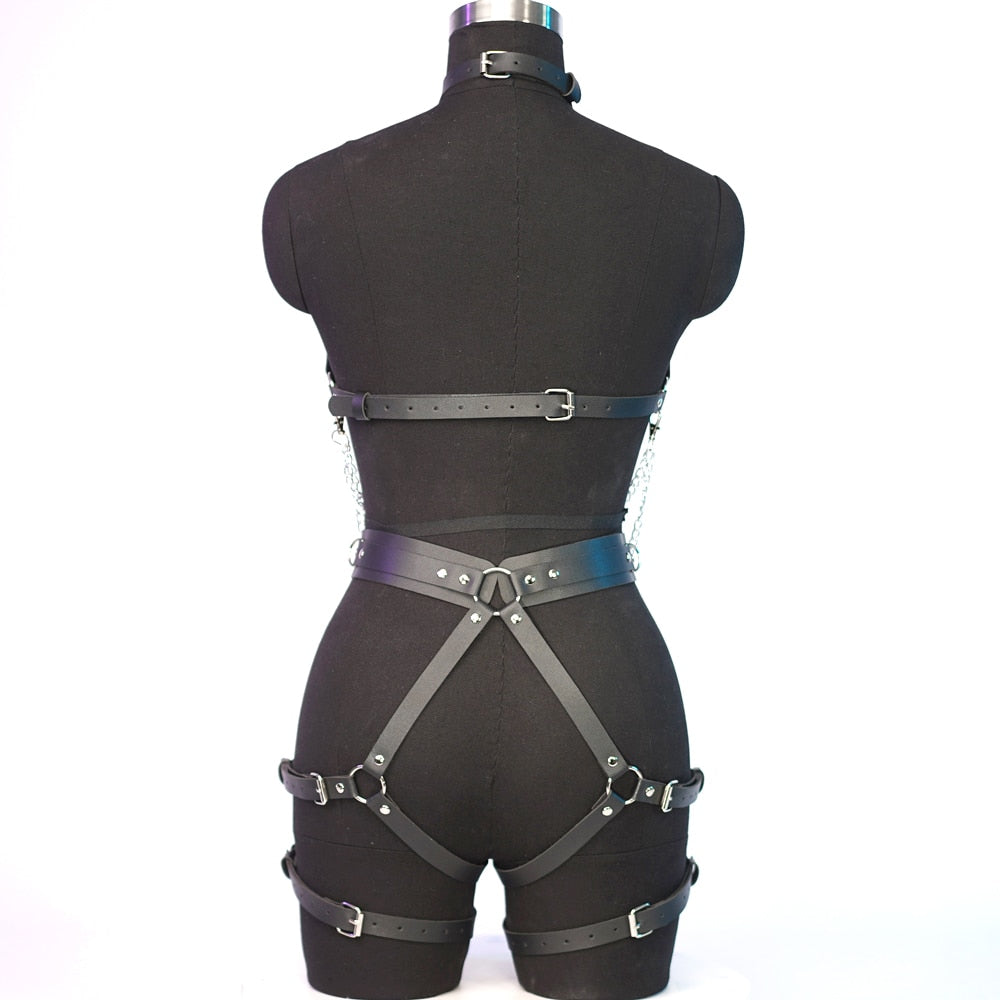 Women Sexy Body Harness Belt Bdsm Bondage Lingerie Chain Harness Garter Belt Leather Gothic Fetish Clothing Festival Rave Outfit