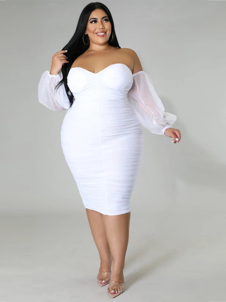 NEW XL-4XL Plus Size 7 Colors Elegant and Beautiful Women Dresses Off Shoulder Sexy Low-Cut Dress Strapless Bandage Dress Plus Size Evening Party Dress