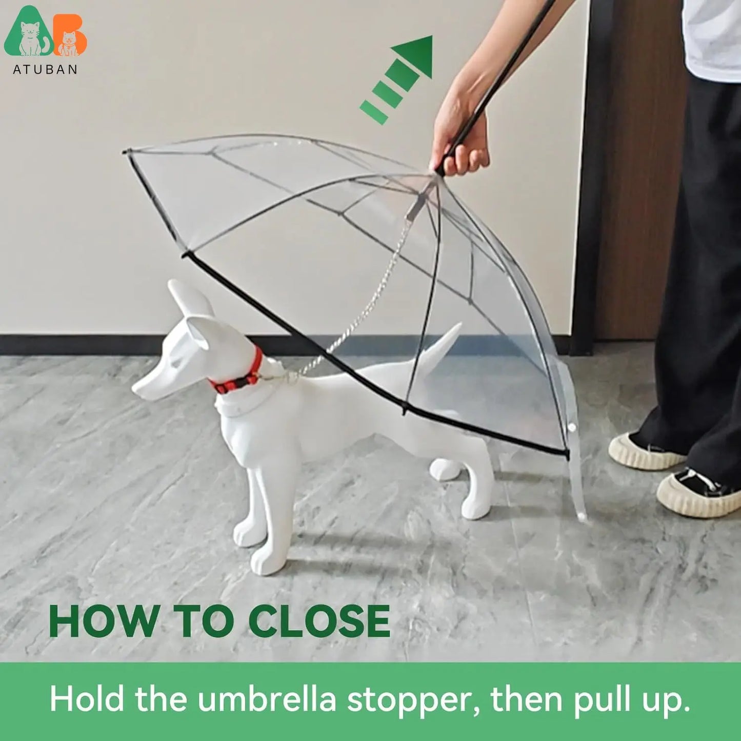 NEW Arrivals Dog Umbrella with Leash for Small Large Pets, Outdoor Walking Hiking Umbrella for Dogs Fits 20” Back Length Pets, J-Shape Handle, Clear Umbrella Surface Pets Accessories