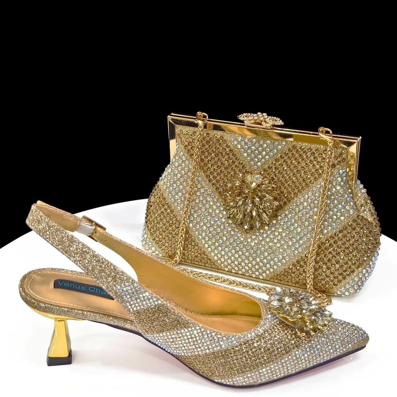 NEW Arrivals 8 Colors Italian Design Rhinestone Luxury Wine Colour Pointed Toe Shoe & Bag Matching Set Women's High Heels Night Club Business Dinner Evening Wedding Birthday Party Ladies Luxury Fashion Apparel Accessories Set