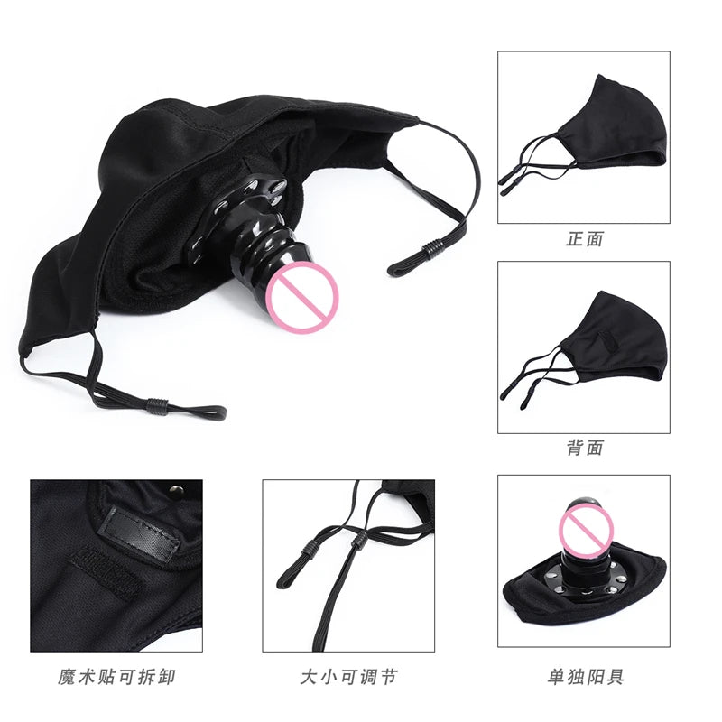 Adult Mask Gag Adult Game BDSM Bondage Harness Gag in Mouth Mask with Ball Mouth Gag Silicone Dildo Penis Plug Sex Toys for Couples