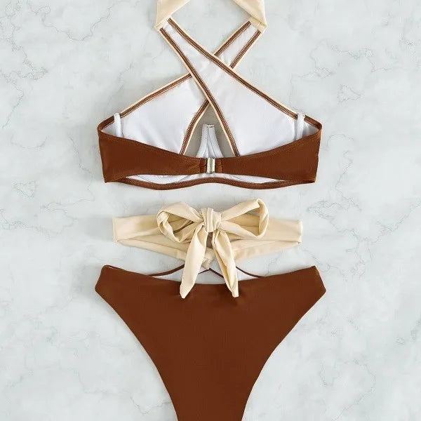 2025 Criss Cross Push Up Bikini 2PCS Set Swimsuit Women Padded Swimwear Girls Female Bathers Bathing Swimming Swim Suit Beachwear Women Ladies Luxury Swimwear Fashion Apparel Products