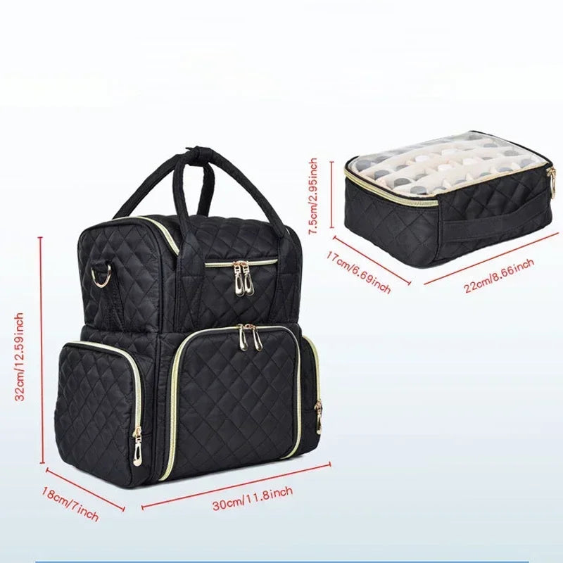 NEW Large Capacity 48 Bottle Nail Polish Organizer Bag Women Nail Art Storage Case Holds Bags Cosmetic Handbag Organizer Travel Carrying Nail Polish Cases Ladies Cosmetics Accessories Products