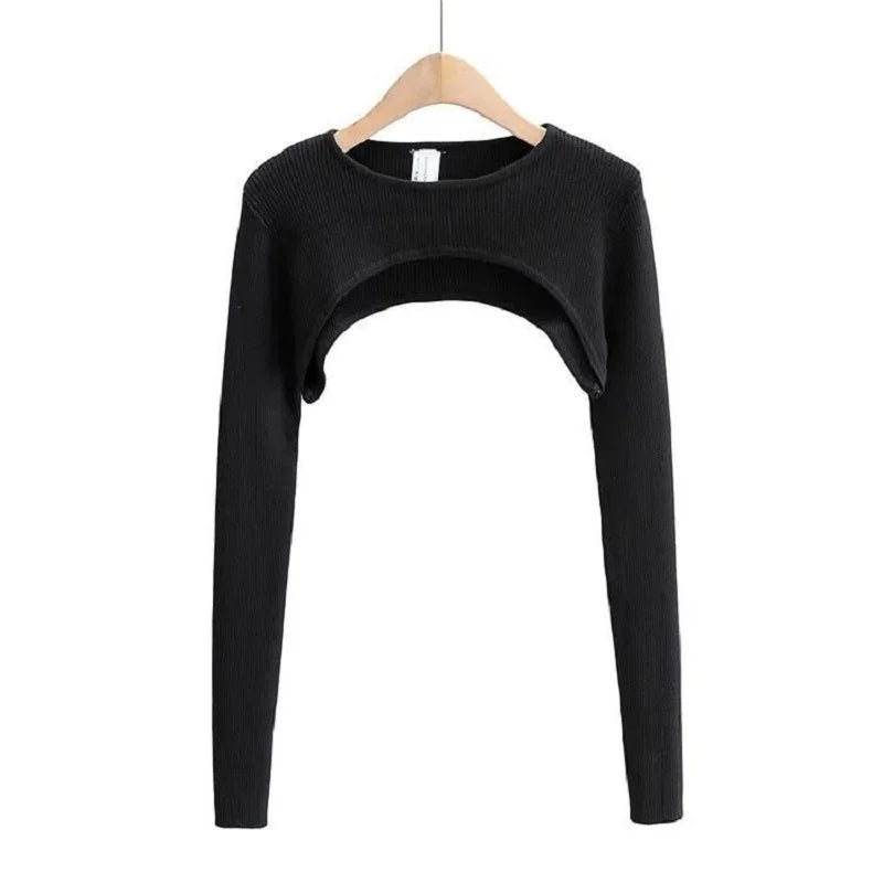 NEW Arrivals Y2K Aesthetic Clothes O-Neck Black White Sexy Harajuku Knitted T-Shirt Women Long Sleeve Crop Top Spring Autumn Summer Girls Sexy Streetwear Clothes