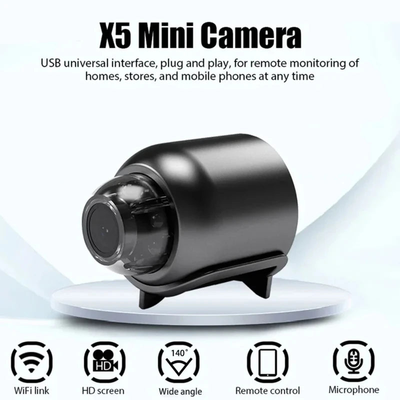 NEW Arrivals X5 Mini Camera Video & Audio Recording 1080P Clear Night Vision Lightweight Portable Premium Cams Motion Detection Wireless Surveillance Camera Home Security Supplies