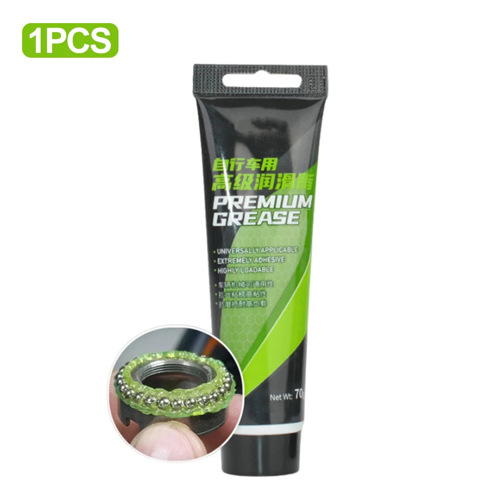 NEW 5PCS + 2 Tools Set Bicycle Grease Green Applesauce Bearing Grease Motor Oil Lubricant Optional Grease Gun, Bicycle Maintenance Accessories Sports Supplies