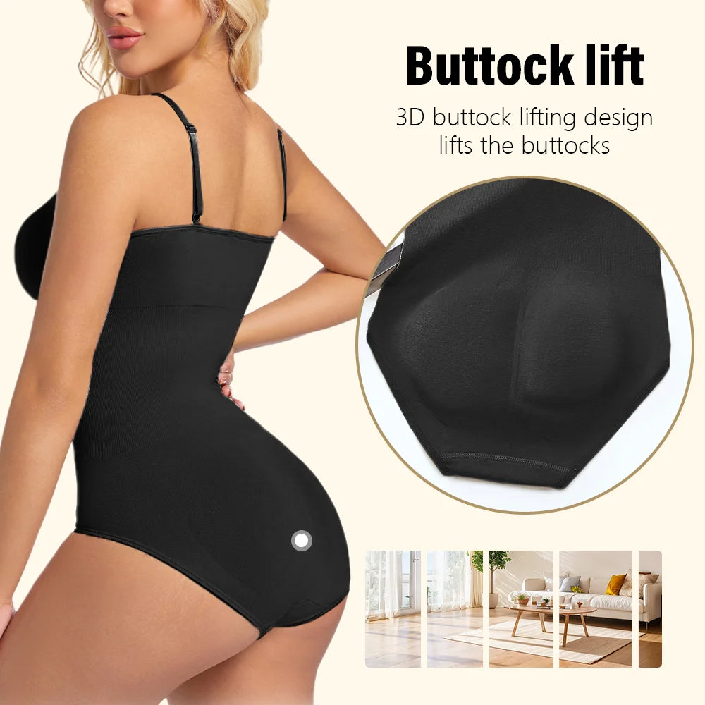 NEW Arrivals 2PCS Set S-2XL Slimming Shapewear Removable Bra Pads Bodysuit Body Shaper Women Seamless Tummy Control Slimming Sheath Flat Belly for Underwear