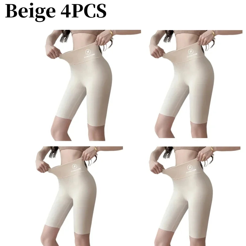 NEW Arrivals 4PCS Set 5 Colors Women's Summer Shark Bottom Pants Riding Running Sports Shorts Elastic Yoga Pants High Waisted Hip Lifting Women Sports Apparel Sets