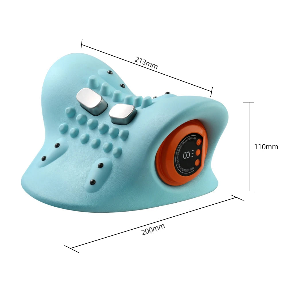 Electric Neck Stretcher Pulse Cervical Traction Relax Heating Cervical Chiropractic Therapy Traction Pillow Neck Head Treatment Pain Relief Acupoint Massager Health Care Supplies Massage Relaxation Devices Products