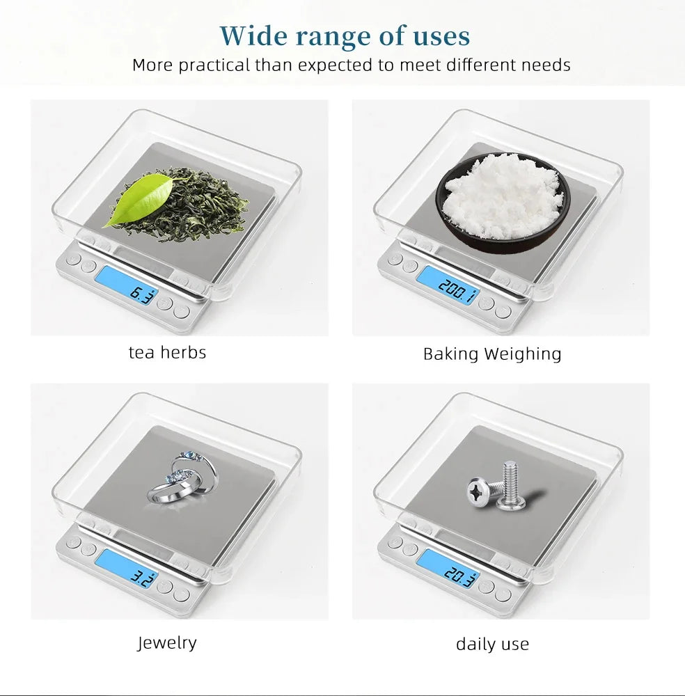3Kg/500G 0.01g Electronic Digital Kitchen Scale Precision Scales Jewelry Weighing For Food Diet Postal LCD Electronic Balance Measuring Kitchen Food Supplies Home Devices Products 