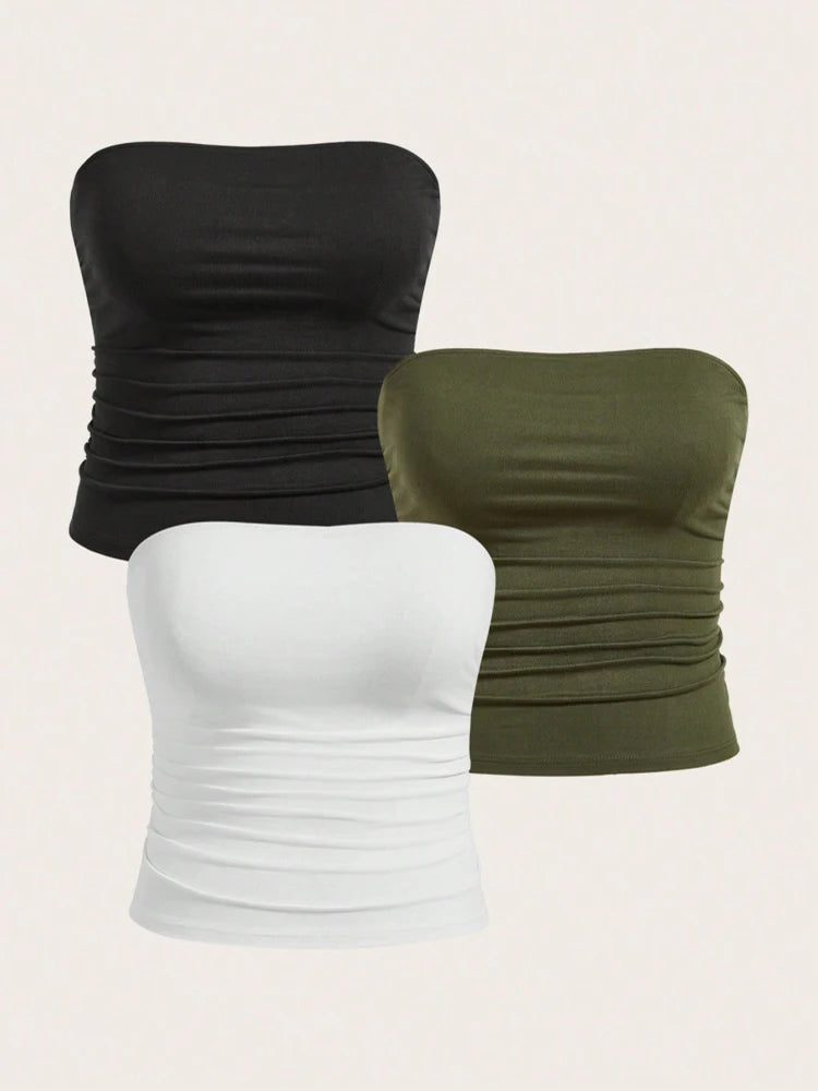 NEW Arrivals 3PCS/Set L-4XL Plus Size Sexy Top Female Underwear Lady Women Summer Top Lingerie Bandeau Tops Women's Tube Corset Hot Intimates