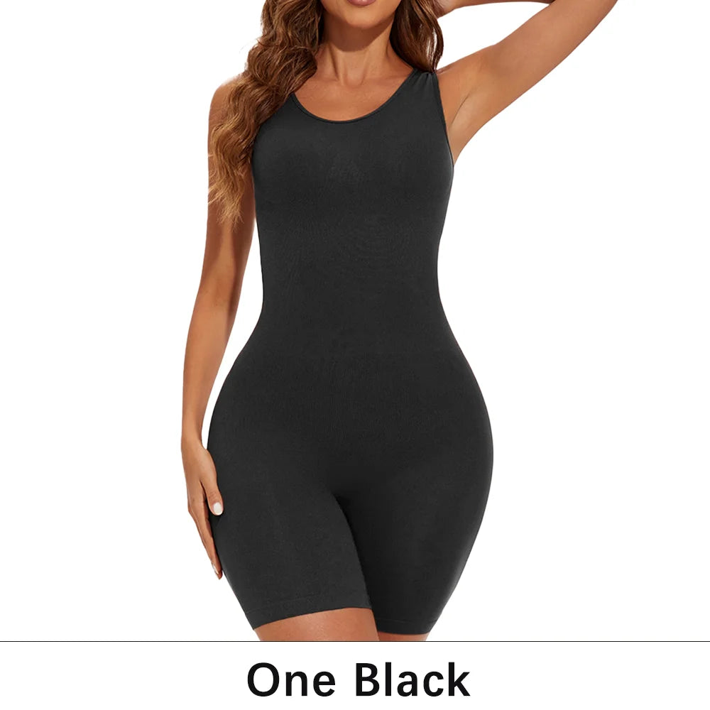 NEW Arrivals 2PCS Set S-2XL Sexy Bodysuits Full Coverage Shapewear Thigh Slim Body Suit Wide Shoulder Body Shaper Jumpsuit Seamless Shapers Slimmer