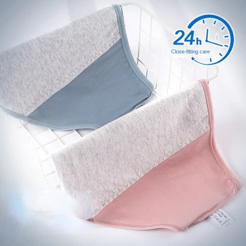 3PCS/Set Women's Menstrual Briefs Panties Large Flow Postpartum Water Absorption Leak Proof Waterproof Briefs Women's Pure Cotton Menstrual Panties Set Women Underwear Clothing Period Hygiene Lingerie Health Care Supplies