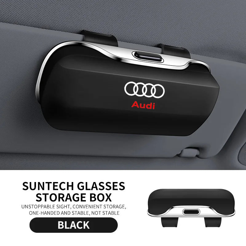 4 Colors Automatic Glasses Case For Audi Logo Q3 Q5 Q7 Q8 A3 A4 A5 A6 A7 A8 Key Case Accessories Car Visor Sunglasses Car Glasses Case Holder Clip Box
