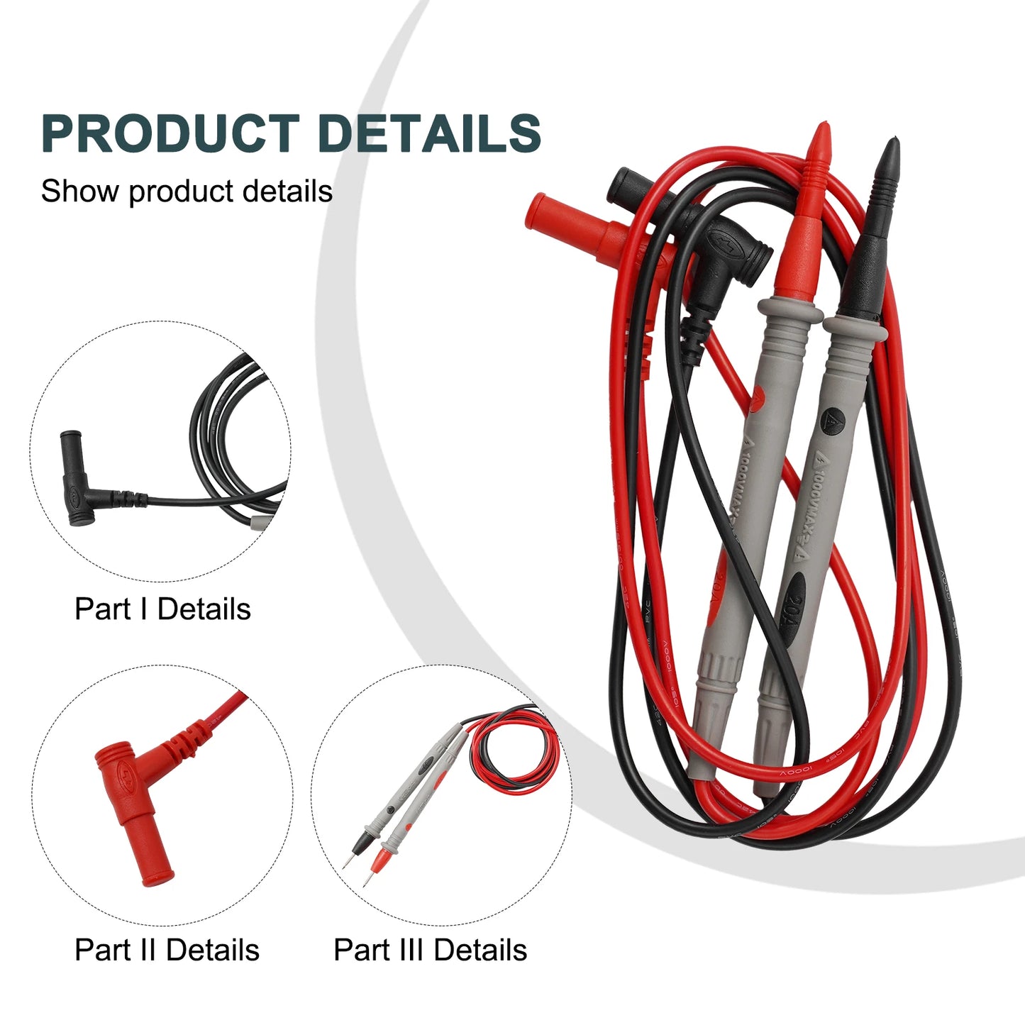 NEW Arrivals 20A 1000V Multimeter Test Heads Needle Pin Digital Multi Meter Head Wire Pen Cable Kit Multimeter Voltmeter Silicone Tester Kit