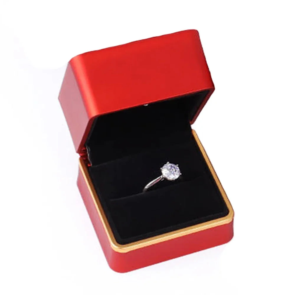 NEW LED Light Jewelry Box Luxury Ring Box for Proposal Engagement Wedding Rubber Paint Square Jewelry Gift Organizer Accessories Jewelry Supplies
