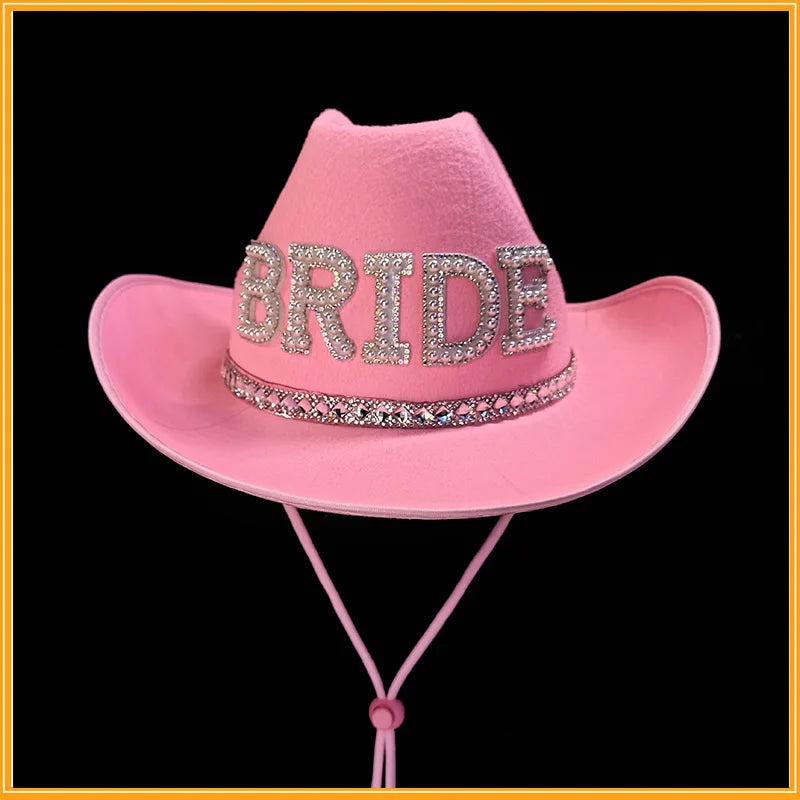 NEW Arrivals Bride Cowboy Veil Hat Country Western Barn Space Disco Wedding Cowgirl Bach Bachelorette Hen Party Bridal Shower Decoration Gift