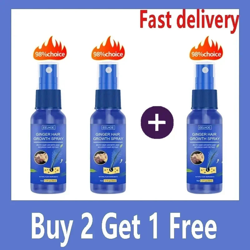 NEW Buy 5 Get 5 Free Ginger Hair Growth Spray Anti Hair Fall Hair Loss Treatment Growth Essence Oil for Men Women Hair Care Supplies