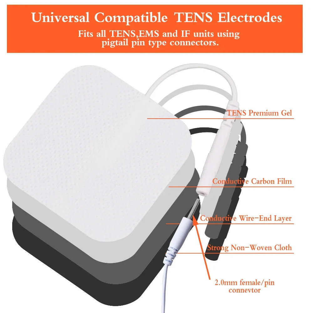 NEW Arrivals 10/20/50/100PCS 4×4cm/5×5cm TENS Electrode Pads Massager Electrodes Patch For Acupuncture Pulse EMS Muscle Stimulator Sticker Health Care Supplies