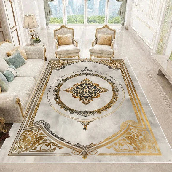 NEW Arrivals 12 Patterns Luxury European Style Carpets Living Room Sofa Side Rugs Home Decoration Soft Golden Carpet Bedroom Cloakroom  Floor Mat