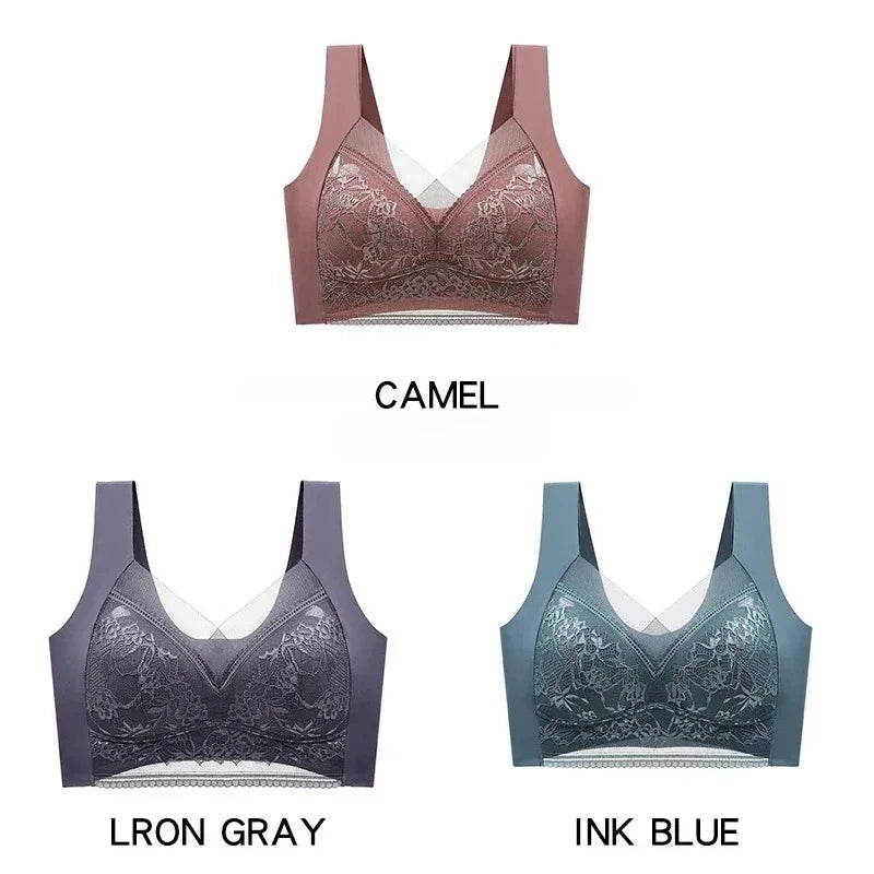 NEW Arrivals 3PCS Set 6 Colors/Patterns L-6XL(115KG) Women's Push Up Bralette Wireless Bras - 5cm Natural Lift, Seamless Lace Plus Size No Underwire Comfort