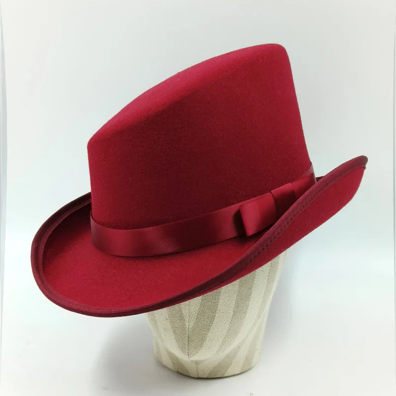 NEW Arrivals British President Men Luxury Top Hat Presidential High Hat British jazz Top Multi-Colors Hats Gentleman Evening Wedding Party Flat Felt Hat Formal Tuxedos Costume Apparel Accessories Male Luxury Fashion Clothing