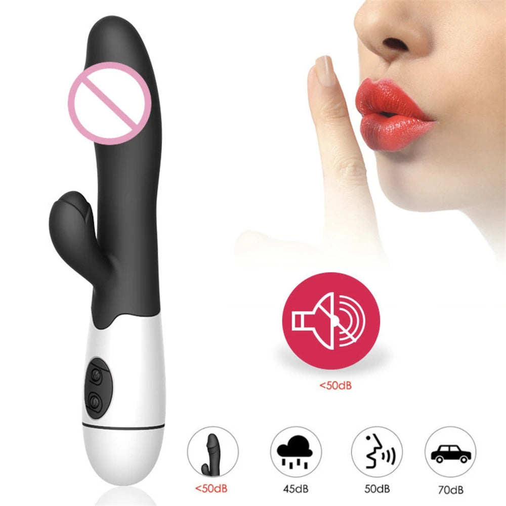 30 Speed Handheld Silicone Adult Clit Clitoral Clitoris Sex Toy G Spot Dual Motor Rabbit Vibrator for Women Female