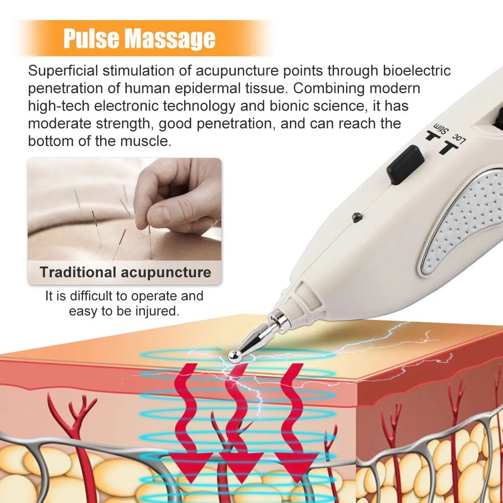 USB Rechargeable Acupuncture Pen Electric Acupuncture TENS Massage Pen Massage Device Body Massager Muscle Stimulator Therapy
