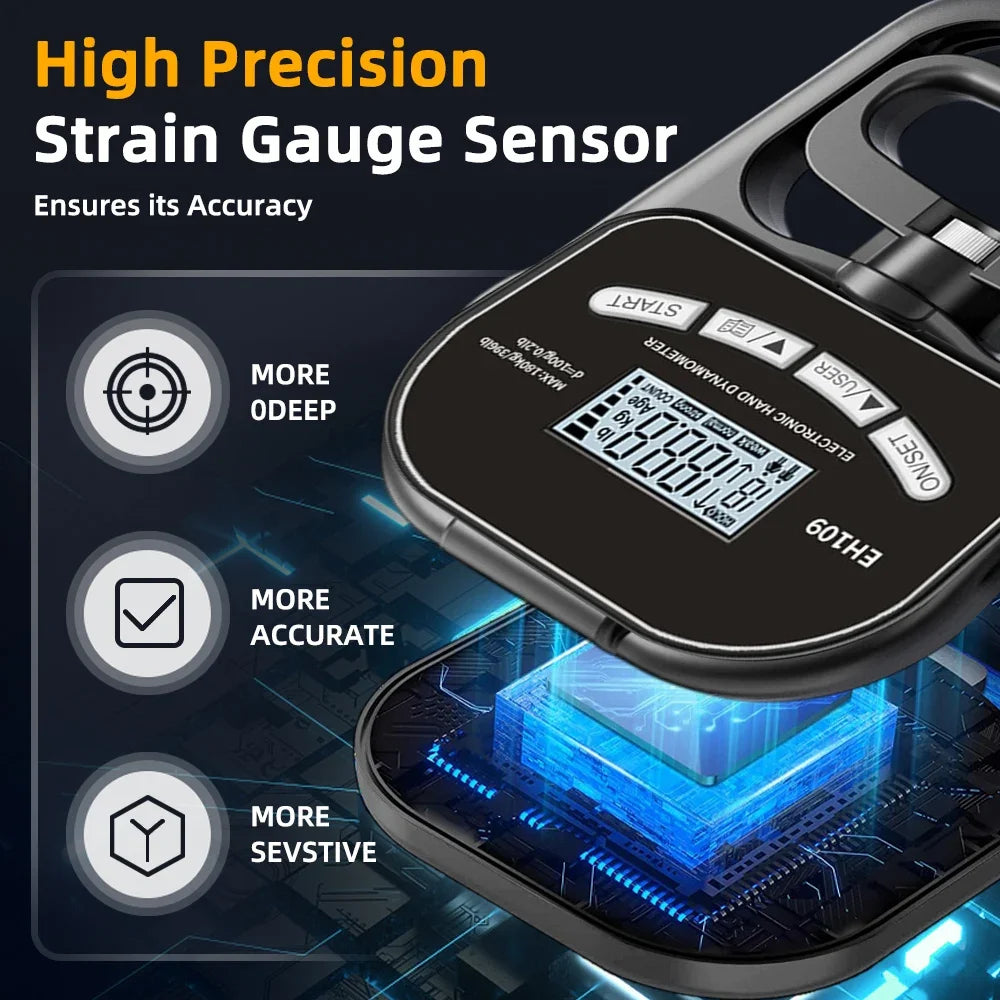 NEW Arrivals Electronic Grip Strength Tester 265Lbs/120Kg Digital Hand Dynamometer Grip Strength Meter USB LCD Screen Hand Grip Dynamometer Sports Accessories