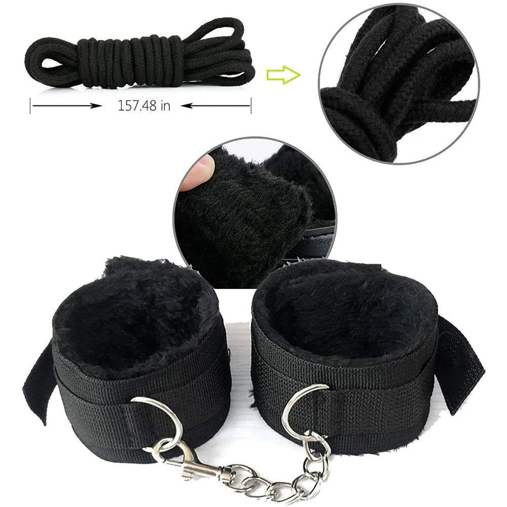 Sex Toys Bdsm sexual jugetes kit for couples PU Sex Bondage Set Handcuffs Sex Games Shackles Nipple Clamp adult sexy toys 18