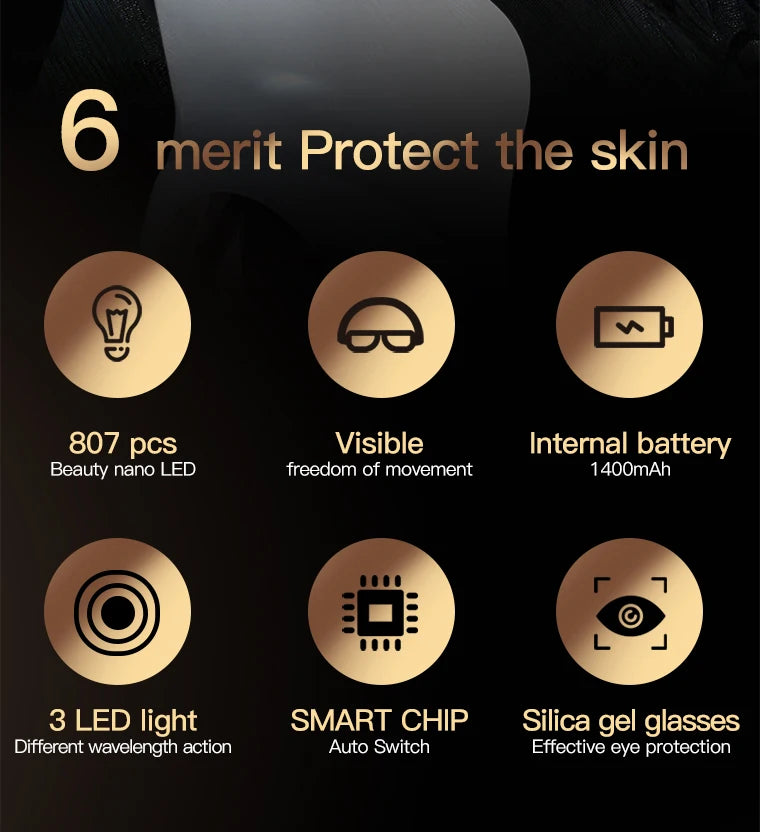 3 Colors Red Light Therapy Wireless Smart Touch Neck Mask PDT LED Face Mask Beauty Accessories Skin Care Machine Supplies