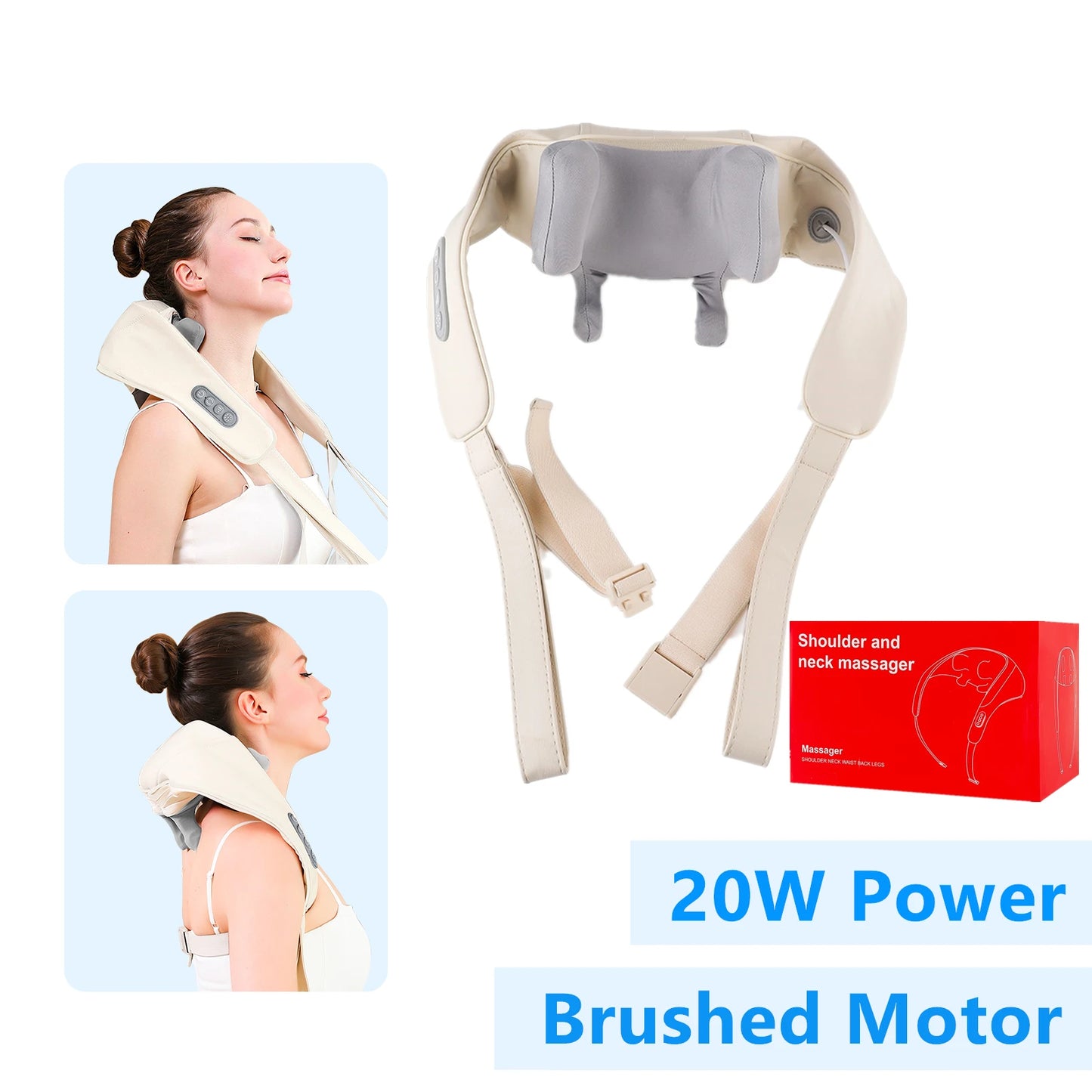 NEW Arrivals 20-26W Neck And Shoulder Massager Wireless Shoulder And Back Kneading Massage Shawl Trapezius Neck Cervical Massager Home Office Massage Relaxation Accessories Health Care Supplies