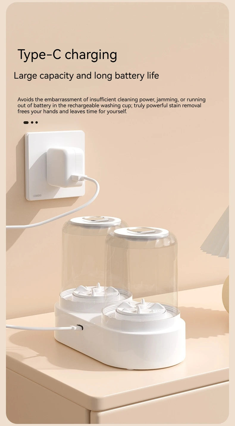 Double Cup Washing Machine for Underwear and Socks, Babies Clothes, Mini Laundry Cup, No Installation Needed, Small and Portable Home Indoor Outdoor Travel Camping Washing Machine