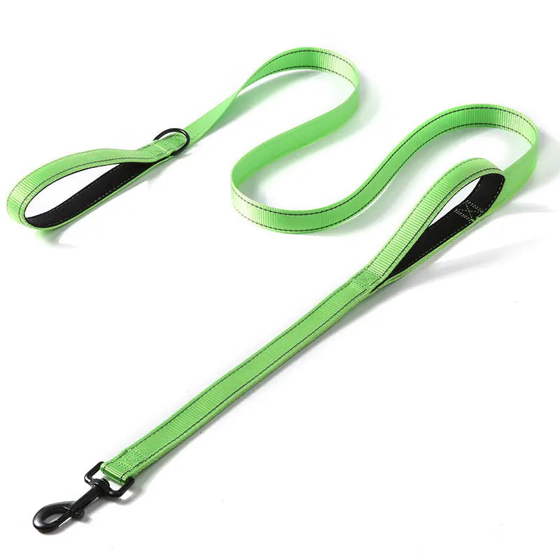 NEW Arrivals 9 Colors 1.2/1.5/1.8m Two Handle Heavy Duty Double Handle Nylon Dog Leash For Training Control Guard Rope Walking Cats Dogs Harness Lead Pets Accessories