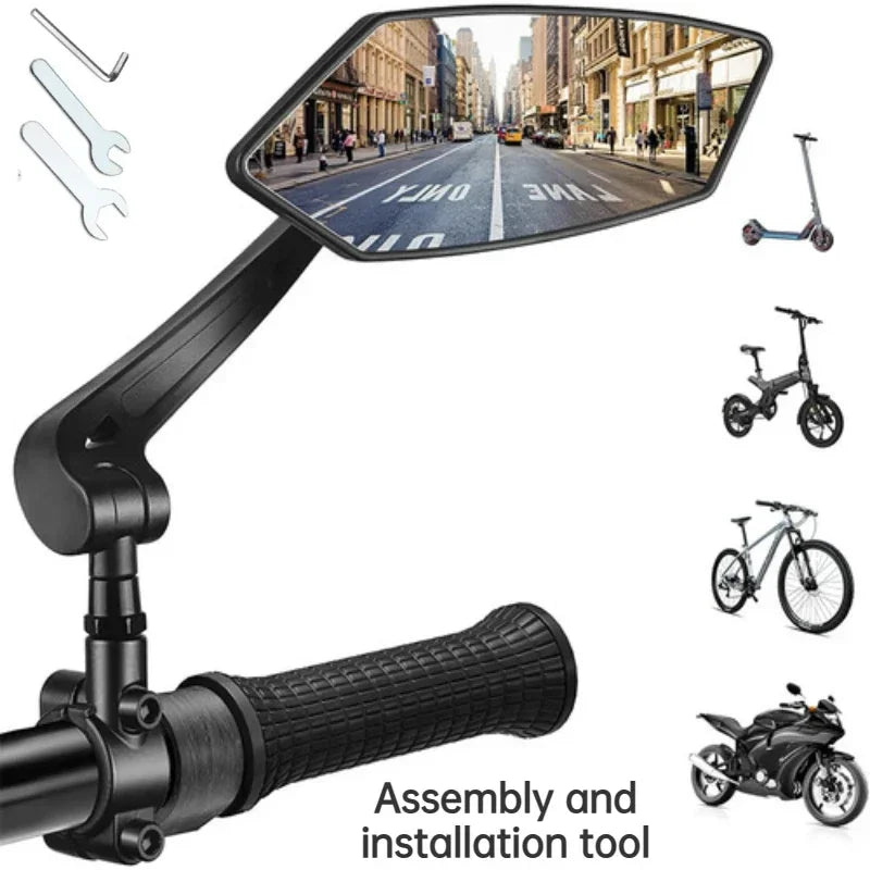 NEW Arrivals 1PCS Right Left Bike Rear View Mirror Reflector Adjustable Rotatable Handlebar Mirror Clear Rearview Electric Scooter Cycling Bicycle Accessories