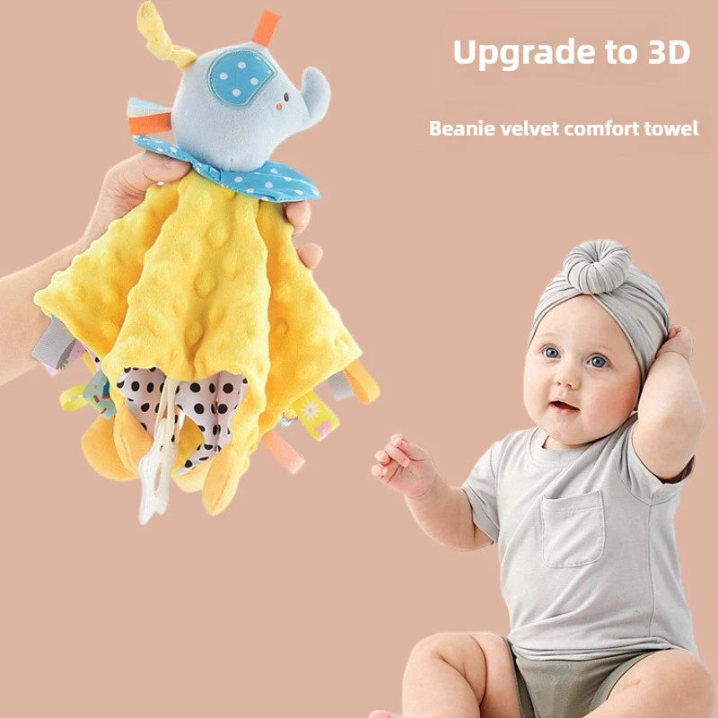 NEW Arrivals Baby Elephant Security Blanket with Silicone Teether Organic Cotton Comforter Infant Shower Gifts Baby Soothing Towel Babies Apparel Accessories Clothing Supplies