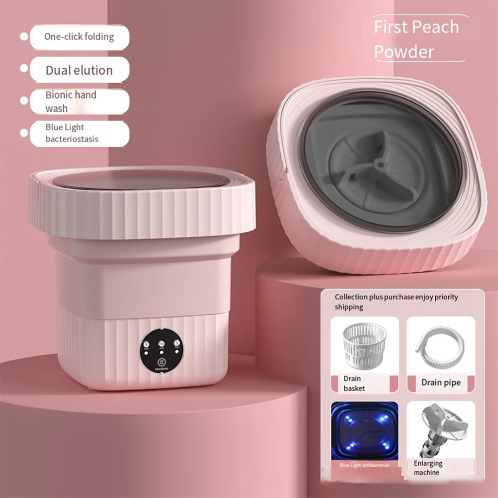 NEW Arrivals 6L 11L 4 Colors Folding Portable Washing Machine with Spin Dryer for Clothes Outdoor Travel Camping Home Ultrasonic Underwear Socks Mini Washer 110V 220V
