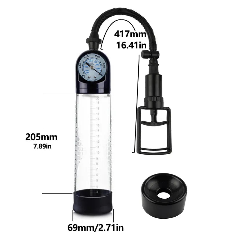 Adult 20.5CM Manual Penis Pump Male Penis Enlarger Sex Toys for Men Vacuum Pump Male Masturbation Penile Extender Trainer Adults Sex