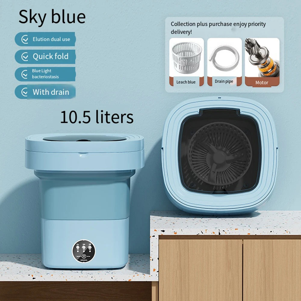 NEW Arrivals 6L 11L 4 Colors Folding Portable Washing Machine with Spin Dryer for Clothes Outdoor Travel Camping Home Ultrasonic Underwear Socks Mini Washer 110V 220V