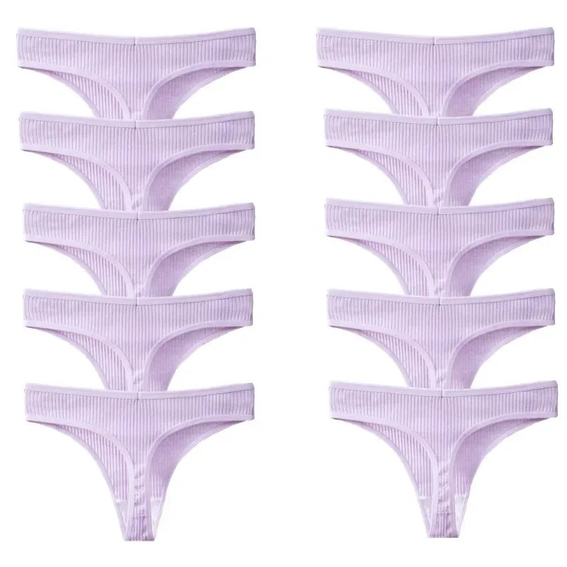 NEW Arrivals 10PCS/Set Sexy Women's Underwear G-Strings Cotton Striped Sports Panties Thongs Lingerie Comfortable Soft Ladies Underwear Sets