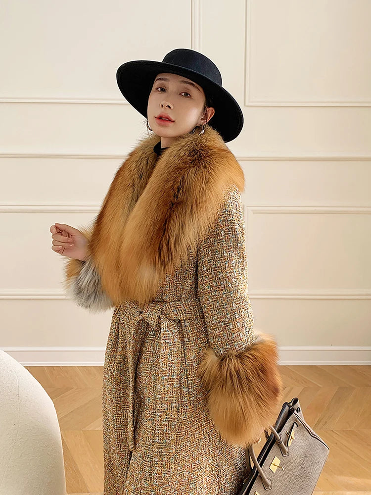 Super Luxury Set Real Fox Mink Fur Large Size Winter Real Fur Collar Cuffs Set Neck Warmer Women Fur Shawl Furry Fluffy Fox Fur Scarf Luxury Scarves Coat Decor Ladies Luxury Fashion Clothing Accessories Products