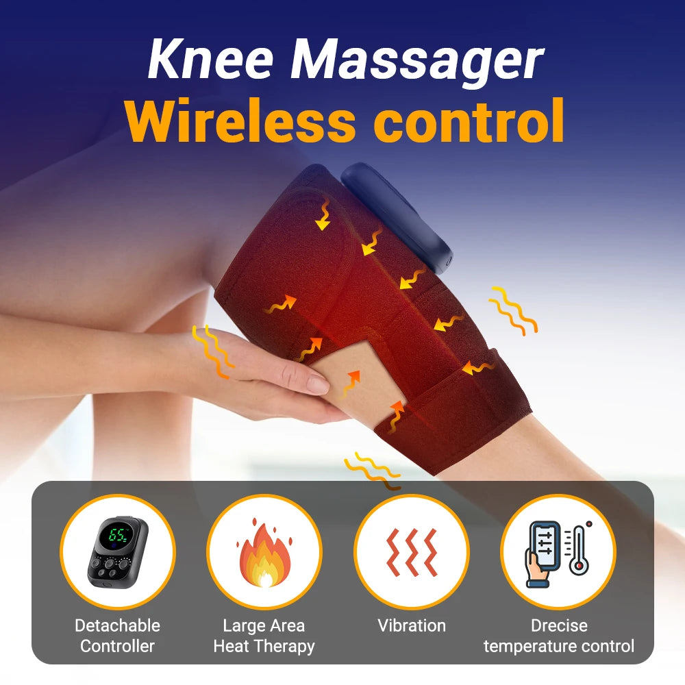NEW Arrivals Wireless Control Heating Vibration Knee Pad Detachable Black With A Maximum Battery Life Of 10 Hours USB Rechargeable Health Care Supplies